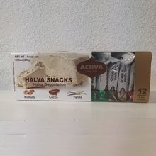 Lade das Bild in den Galerie-Viewer, Achva Halva Sesam Snacks Box (Vanille, Kakao, Walnuss)
