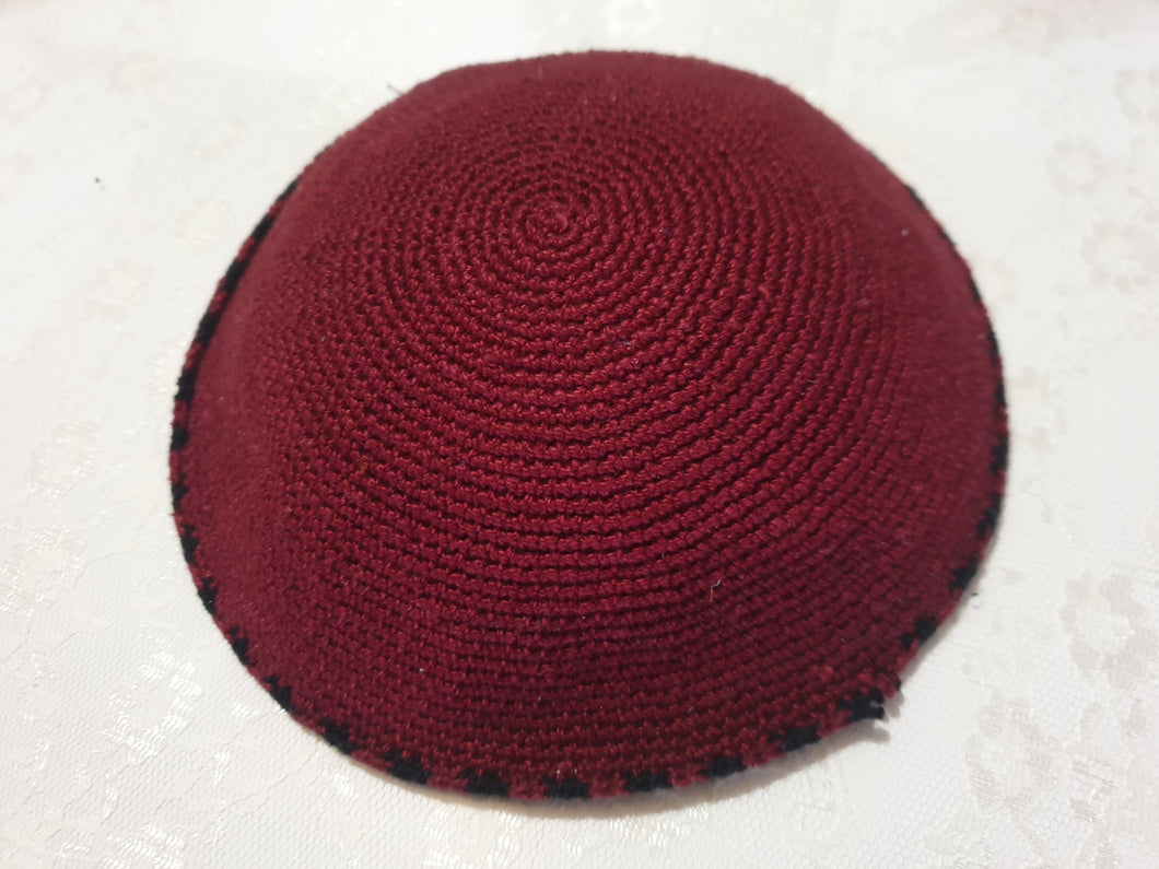 Kippa, gehäkelt, rot, 17 cm